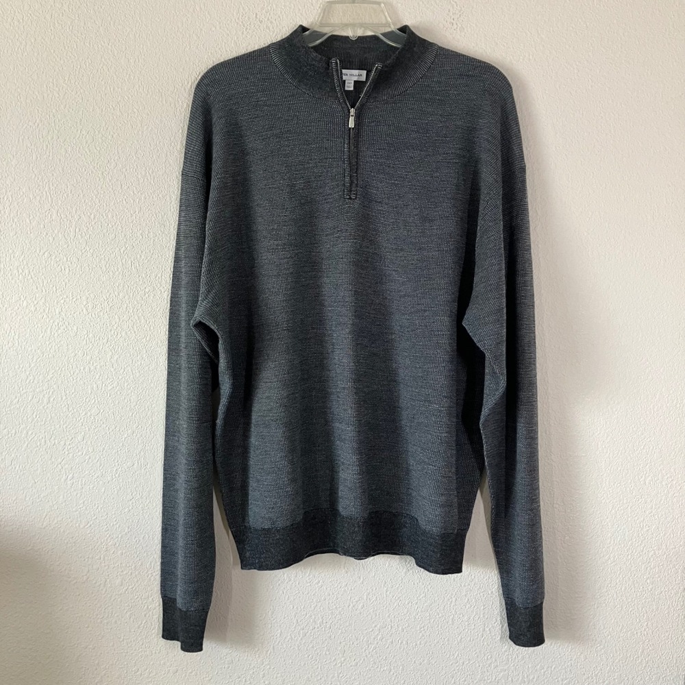 PETER MILLAR Merino Wool Quarter Zip Sweater 2XT Quiet Luxury Office Grey